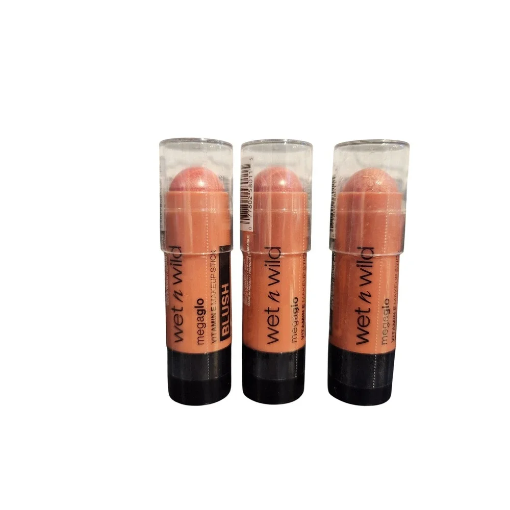Wet n‎ Wild MegaGlo Vitamin Infused Makeup Stick Blush Peach Burns 3pk NEW